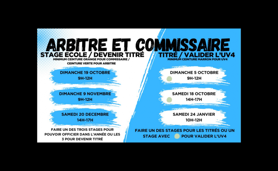 Formation des arbitres et des commissaires à partir de benjamin